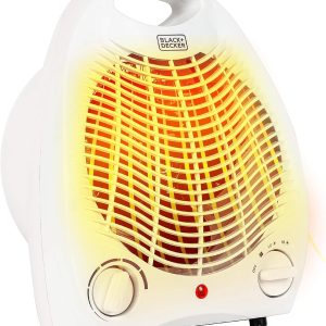 BLACK+DECKER Space Heater, for Office Desk, Home Office & Portable Desk, Personal Heater with 3 Settings, Desk Heater with Adjustable Thermostat, Black & White