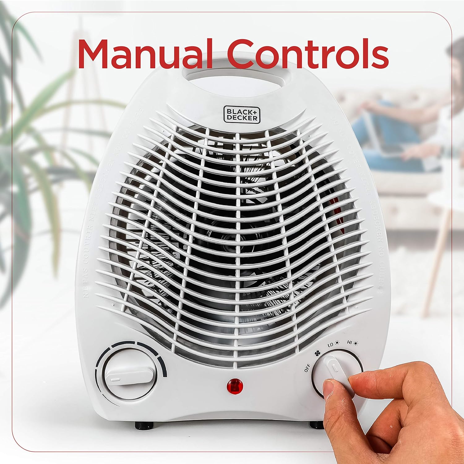 BLACK+DECKER Space Heater, for Office Desk, Home Office & Portable Desk, Personal Heater with 3 Settings, Desk Heater with Adjustable Thermostat, Black & White - Image 3