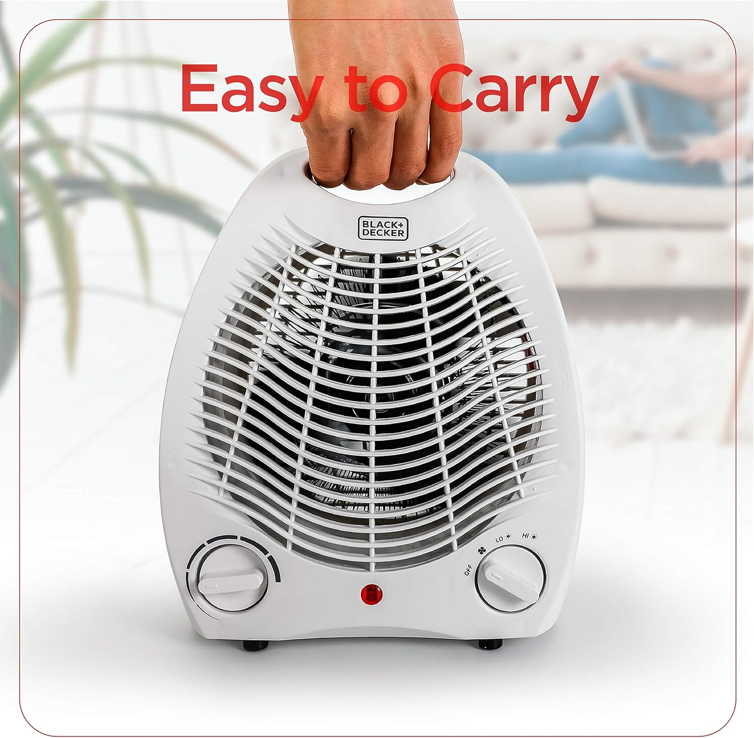 BLACK+DECKER Space Heater, for Office Desk, Home Office & Portable Desk, Personal Heater with 3 Settings, Desk Heater with Adjustable Thermostat, Black & White - Image 4