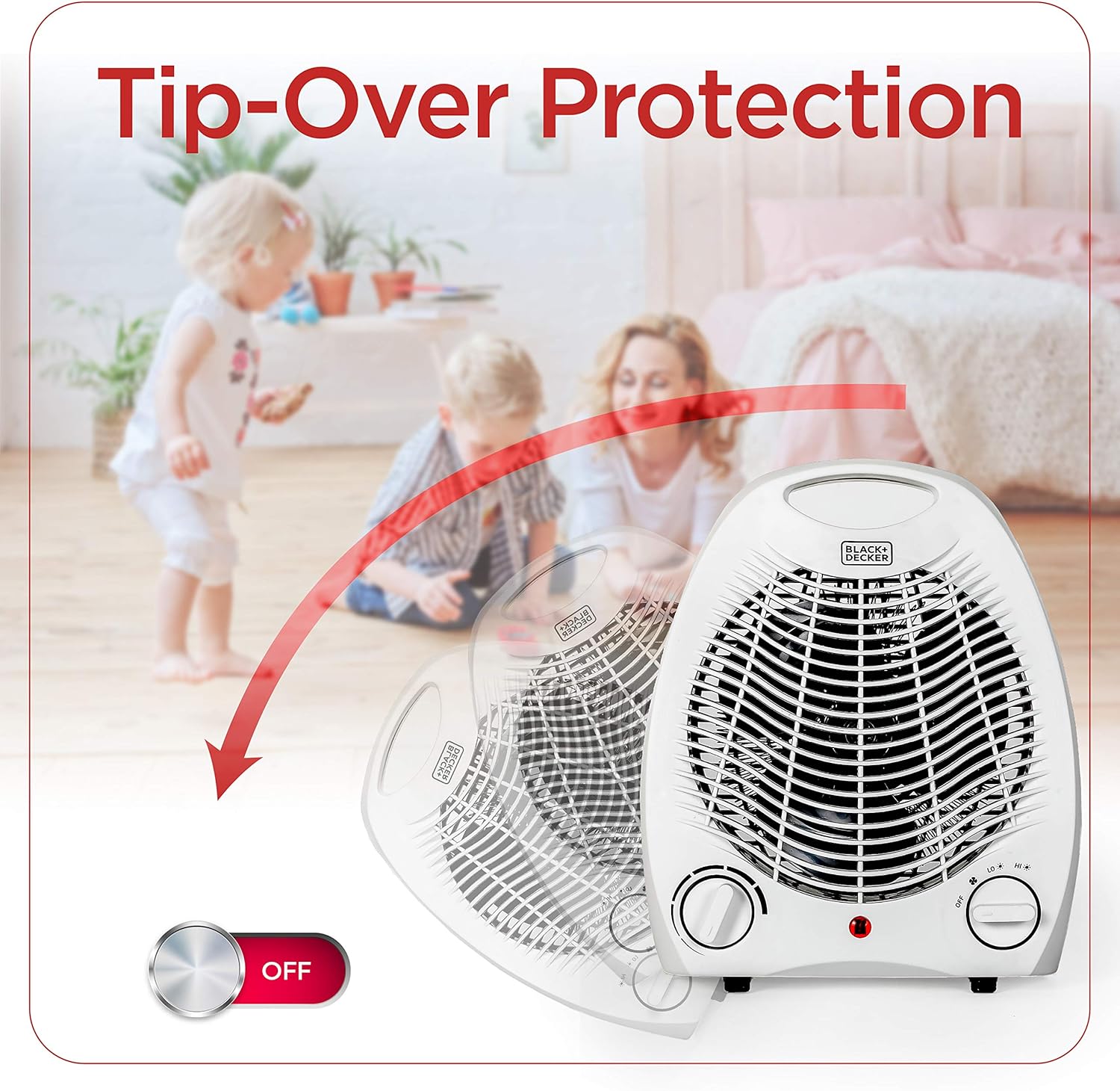 BLACK+DECKER Space Heater, for Office Desk, Home Office & Portable Desk, Personal Heater with 3 Settings, Desk Heater with Adjustable Thermostat, Black & White - Image 6