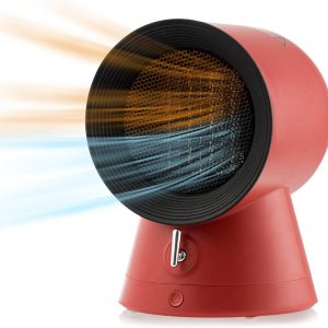 COSTWAY 2 in 1 Heater and Fan Combo, 1500W Portable Electric Ceramic Heater w/Fast Heating & Fan Mode, 60°Adjustable Angle, Small Desktop Space Heater Fan for Indoor Use, Bedroom, Office Desk (Red)