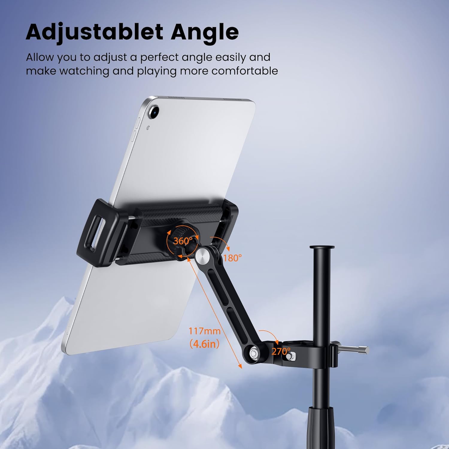 CreaDream Tablet Holder for Microphone Stand, Aluminum Mic Music Stand Holder Mount for Phone and iPad, Adjustable Tablet Holder Compatible with Devices from 4.7 to 12.9 inch Tablets & Smartphones - Image 3