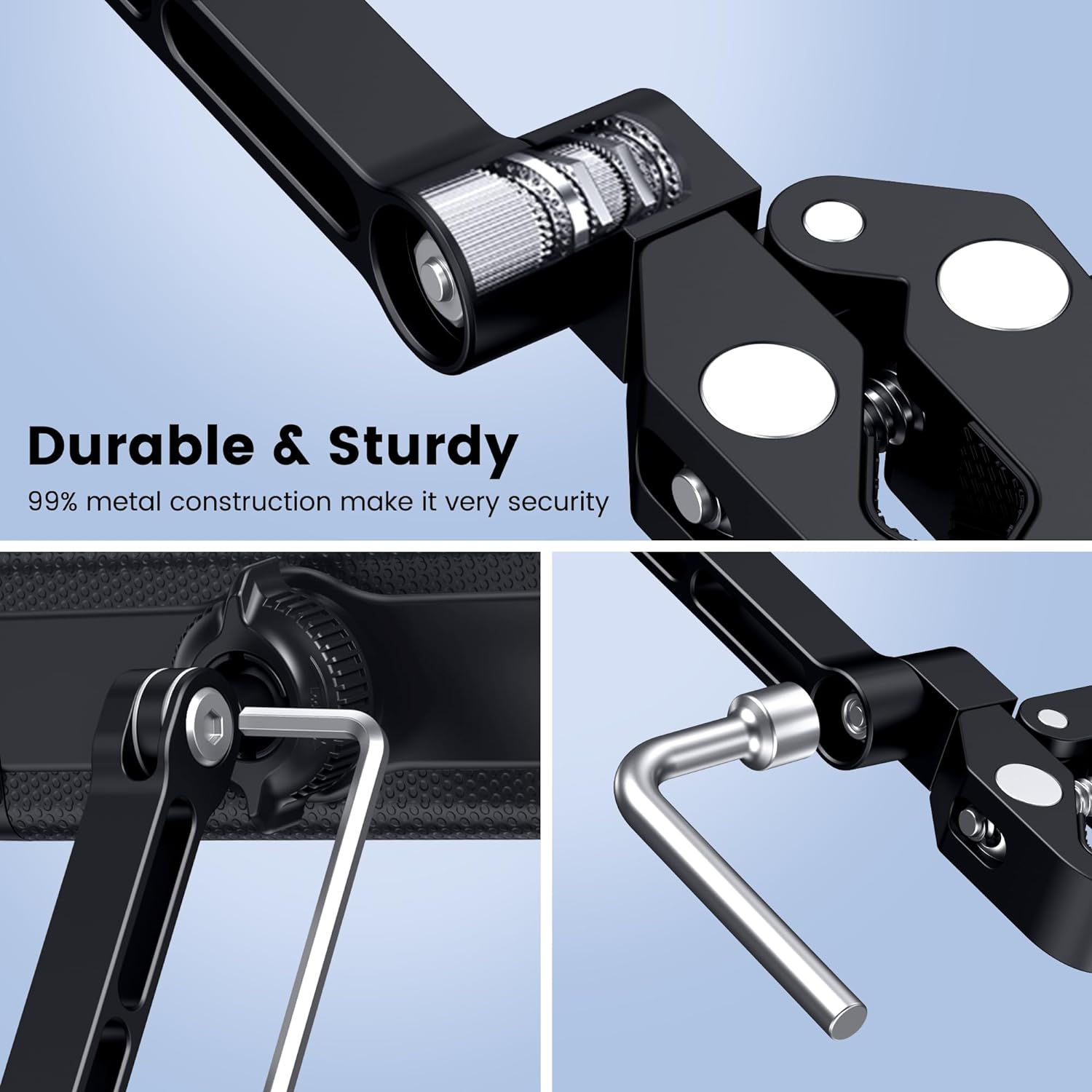 CreaDream Tablet Holder for Microphone Stand, Aluminum Mic Music Stand Holder Mount for Phone and iPad, Adjustable Tablet Holder Compatible with Devices from 4.7 to 12.9 inch Tablets & Smartphones - Image 5