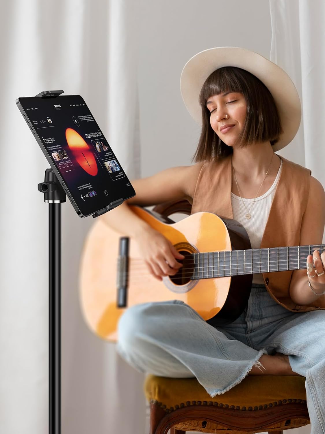 elitehood 8.5in Long Arm iPad Holder for Mic Stand, 360° Adjustable Aluminum Mic Stand Tablet Holder, Microphone Music Stand Mount & 1/4 iPad Tripod Mount for iPad, iPhone, Android 4-13in Tablets - Image 8