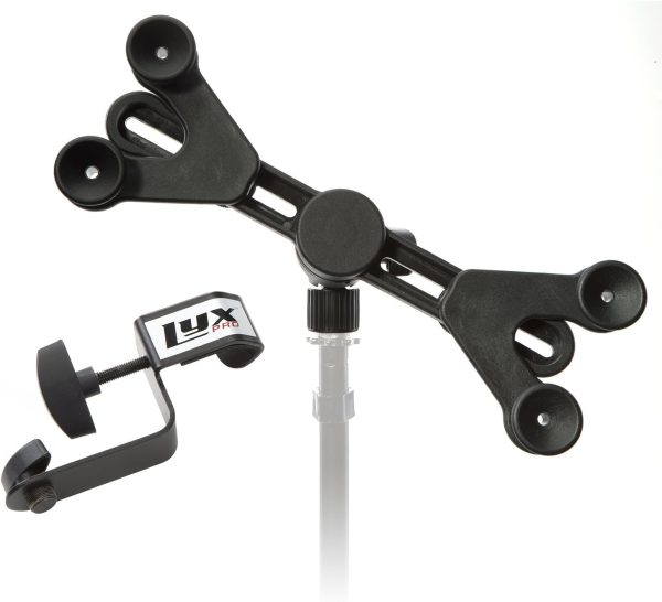 LyxPro TSM1 Microphone Music Stand Mount Holder for Tablet iPhone Ipad Smartphone and Android Adjustable 360 Degree Swivel Tilt Support Arms 3 to 11.5 Inch with Extra Detachable Clip