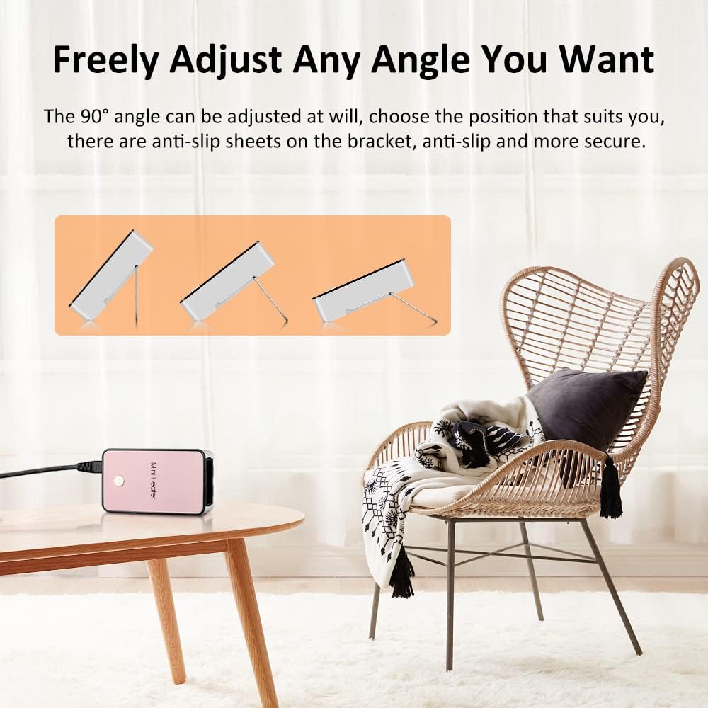 Portable Space Heater YOUCIDI Mini Desk Heater Electric Fan Air Warmer for Room/Office/Desktop Pink - Image 3