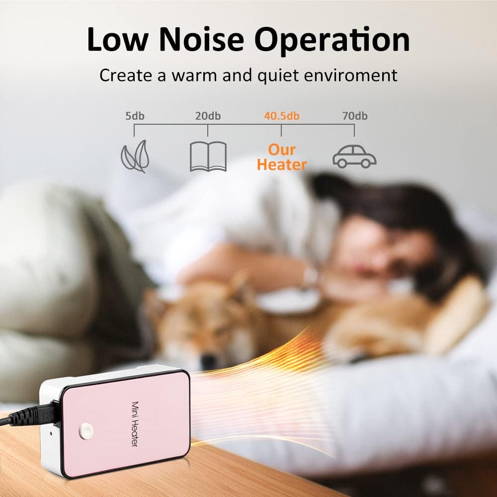 Portable Space Heater YOUCIDI Mini Desk Heater Electric Fan Air Warmer for Room/Office/Desktop Pink - Image 4