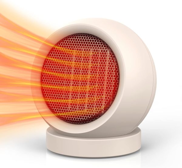 Space Heater,PTC Ceramic/Portable Electric Desktop Heater High Output Fan for Home Bedroom Office Desk Indoor Use(Light Brown)